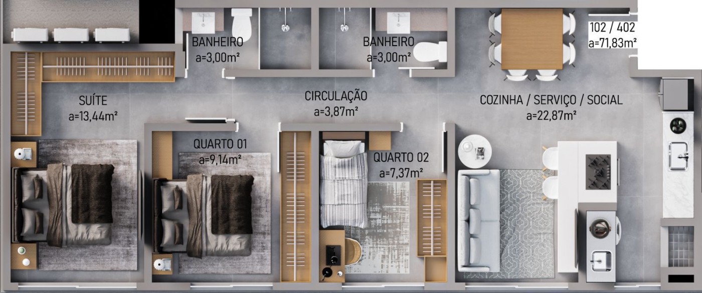 Apartamento, 3 quartos, 71 m² - Foto 9