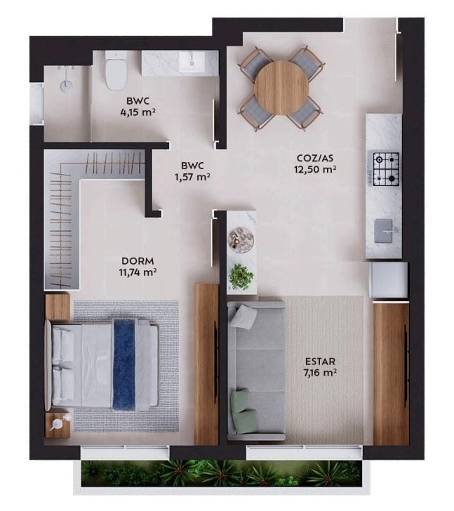 Apartamento, 1 quarto, 45 m² - Foto 2