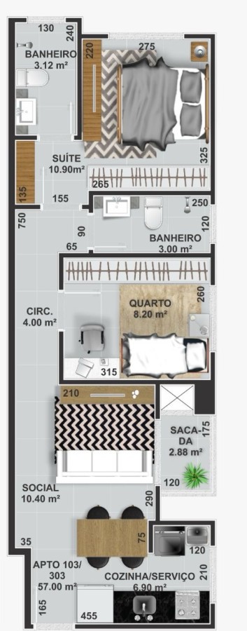 Apartamento, 2 quartos, 57 m² - Foto 12